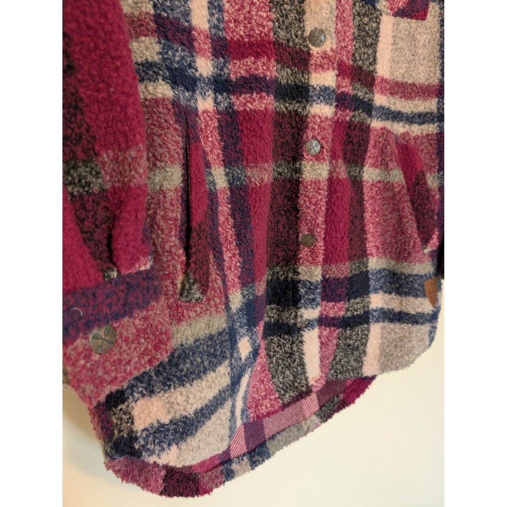 Legendary Whitetails Womens Small Plaid Sherpa Fleece Shacket Jacket Berry Pink - Picture 5 of 9